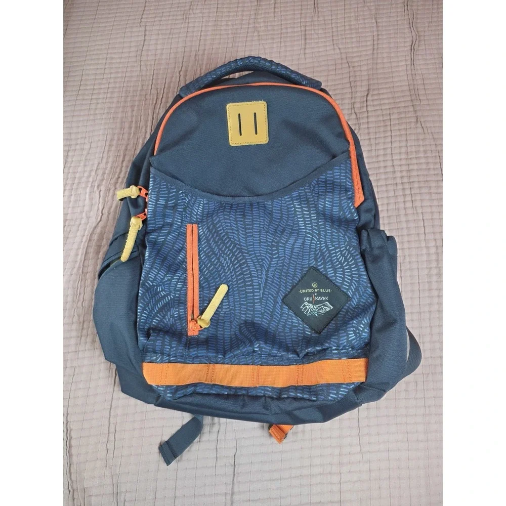 United By Blue X Oru Kayak 25L Rift Backpack Blue Orange Padded Laptop Sleeve